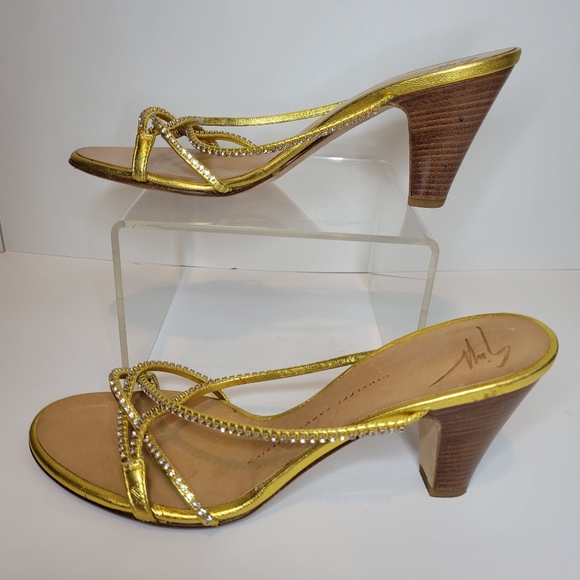 Giuseppe Zanotti Early 2000's Bling Sandals Heels Open Back Vintage Strappy Sz 6 - Picture 3 of 9